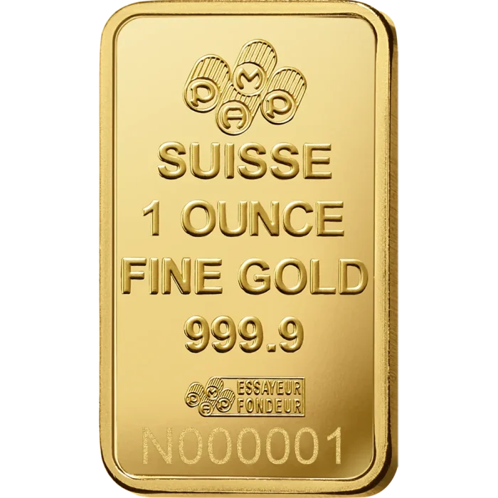 1 oz PAMP Lady Fortuna Gold Bar Carbon Reduced 999.9 fine gold