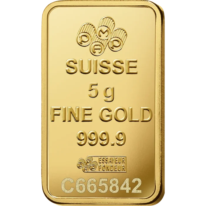 5g PAMP Lady Fortuna gold bar 999.9 fine gold bullion