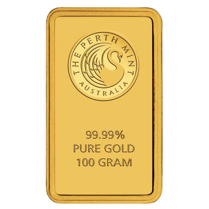 100g Perth Mint gold bar 999.9 fine gold bullion