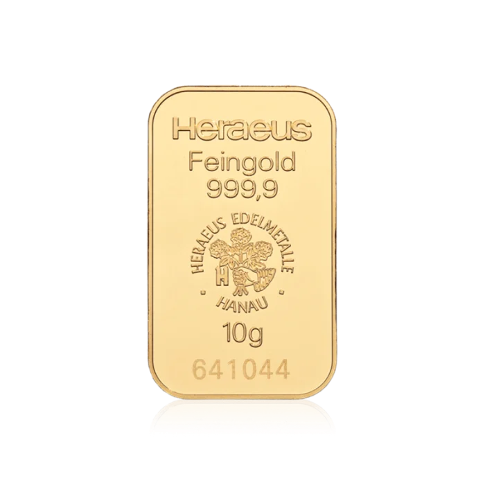 10g Heraeus gold bar 999.9 fine gold bullion