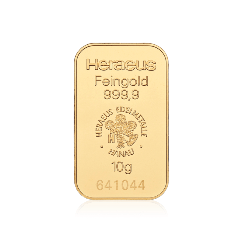 10g Heraeus gold bar 999.9 fine gold bullion