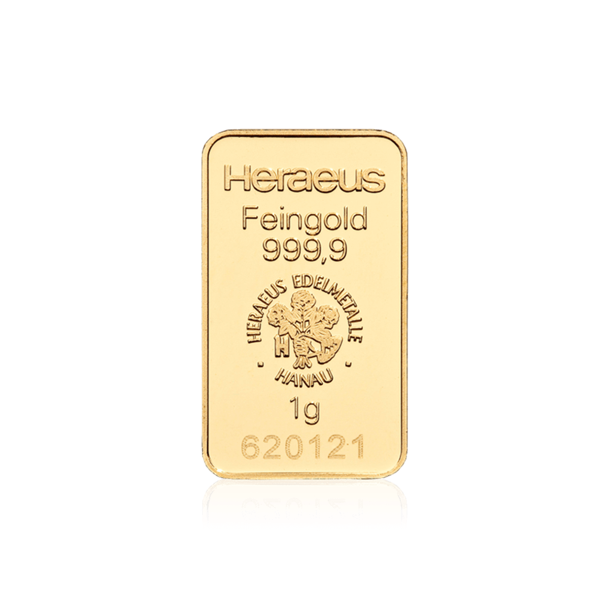 1g Heraeus gold bar 999.9 fine gold bullion