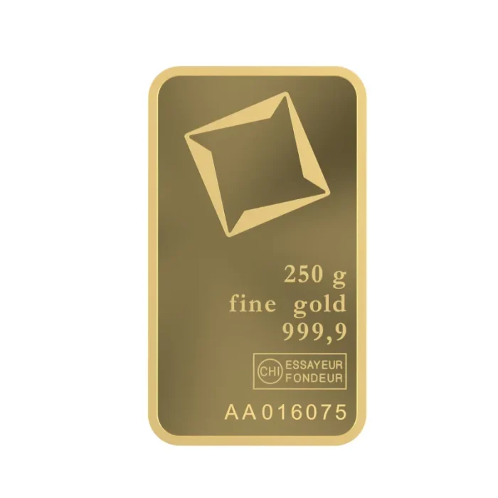 250g Valcambi gold bar 999.9 fine gold bullion
