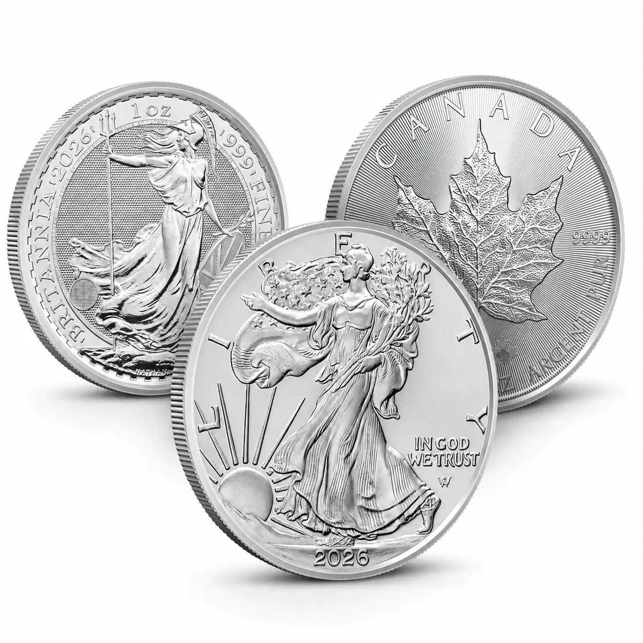 Recognized one ounce silver coins from global mints